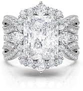 Jeulia 2 PC Interchangeable Engagement Ring Set for Women; 925 Sterling Silver Twisted Radiant Cu...