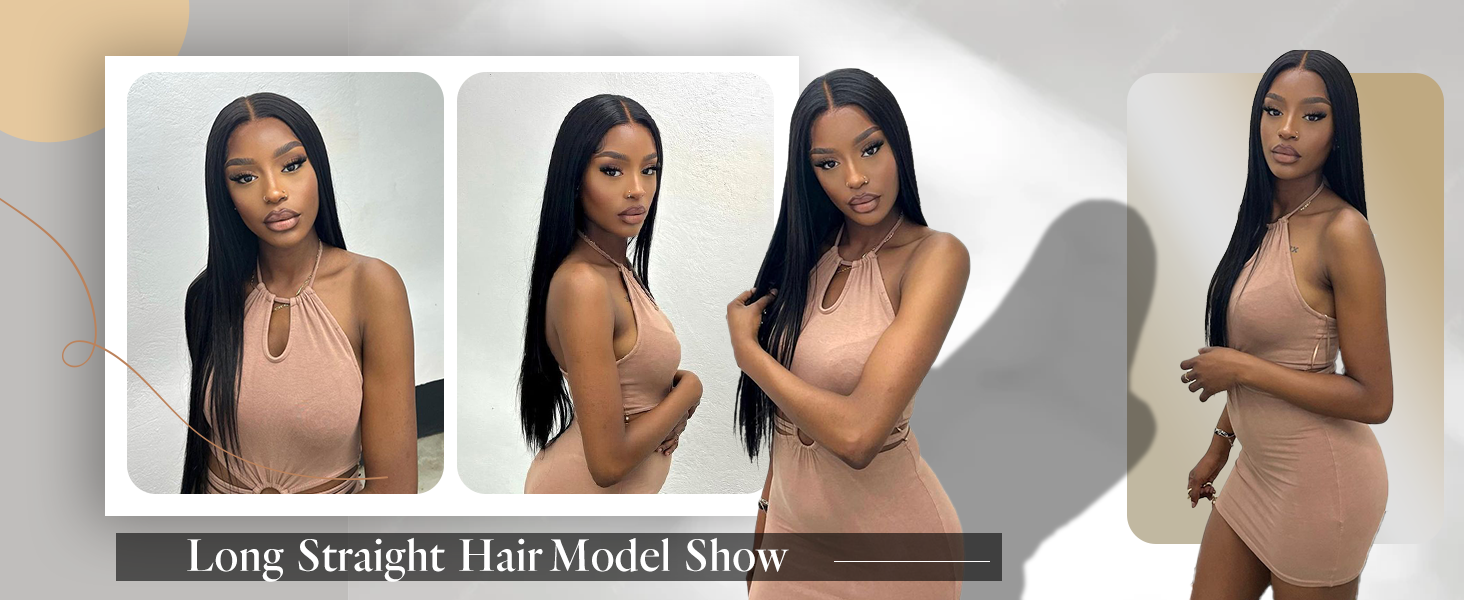 long straight black hair Designed for women of all ages