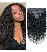Seamless 3C 4A Kinky Curly Clip In Extension PU Weft Curly Clip in Extension Human Hair Clip Ins ...