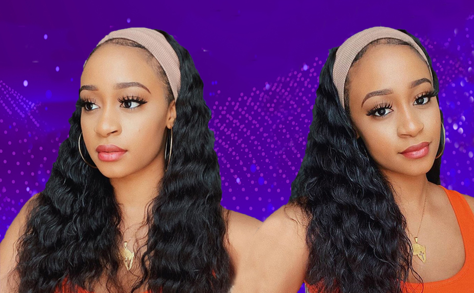 headband wig deep wave