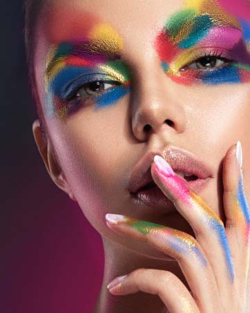 Press on Nails Short Medium Coffin, Fake Nails for Women with Pink Orange Ombre Bling Sequins
