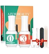 AZUREBEAUTY 2 Combined into 1 Dip Powder Base & Top Coat with Activator Dip Powder Liquid Set for...