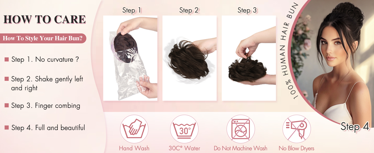 wavy hair buns hair piece clip real human hair