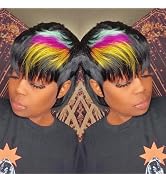 QiaQiaRing Mullet Wigs for Black Women Chic Elegent Mullet Pixie Cut Wigs for Daily Use Short Lay...