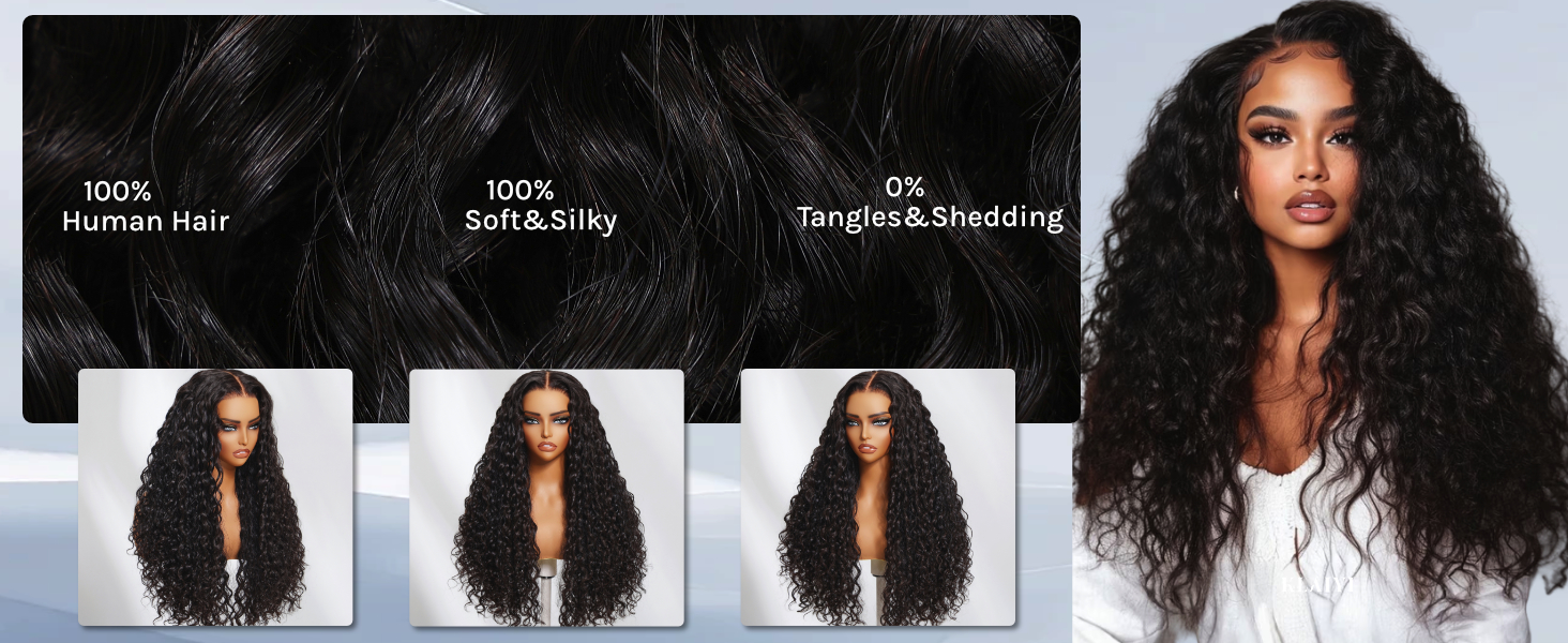 klaiyi glueless hd real scalp water wave wig human hair