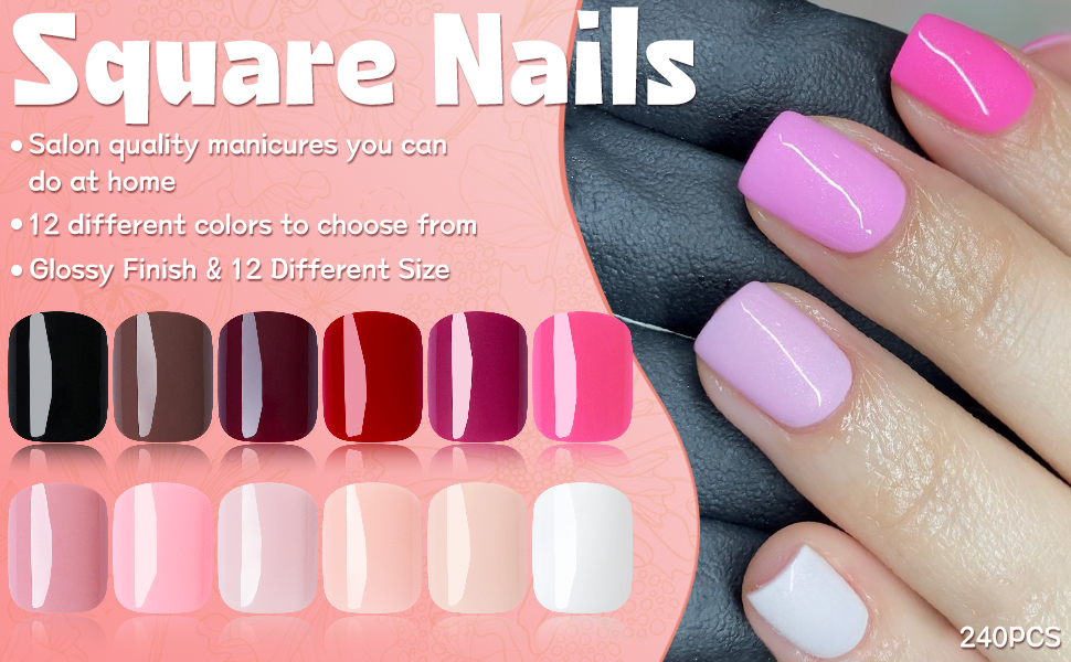 press on nails short fake nails acrylic nails press ons nail square glue on nails women