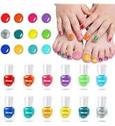 Kids Nail Polish Kit, 12 Color Toddler Nail Polish Set Non Toxic Peel-Off Safe Water Based Low Od...
