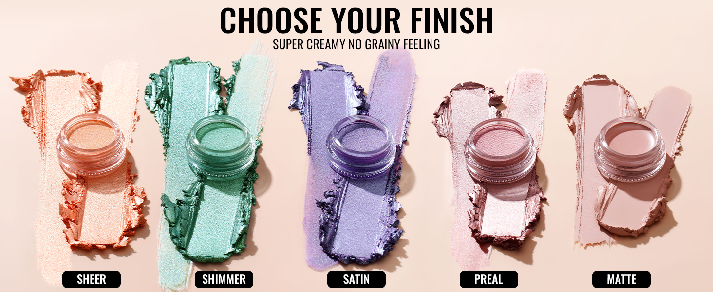 Text reads 'CHOOSE YOUR FINISH'. Display of five metallic finishes shown in different color variations including rose, mint green, and purple tones.