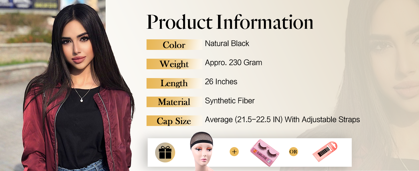 Straight Black Hair Dye Wig for Women