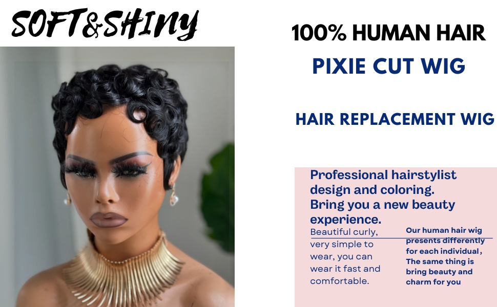 black short pixie cut wig