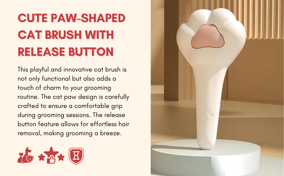 CUTE PAW-SHAPED CAT BRUSH WITH RELEASE BUTTON
