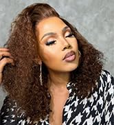 Brennas Brown Curly Bob Wig Human Hair Lace Front Wigs 12A Glueless Wigs Human Hair Pre Plucked 1...