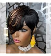 QiaQiaRing 10A Pixie Cut Wigs for Black Women Side Part 1b/33/27 Daily Use Color Short Layered Pi...