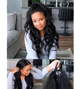 Julia Hair EasiContour V Part Kinky Straight Wigs Human Hair Glueless Yaki Straight Vpart Wig Cli...