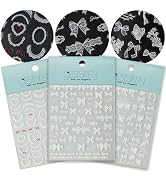 CESTSIREN White Embossed Lace Nail Art Stickers, Butterfly Theme Decals, Self-Adhesive, Nail Acce...