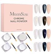 MelodySusie 4Pcs Chrome Nail Powder for Gel Nails, Aurora Fine Glitter Powder Mirror Effect Pigme...