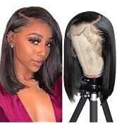 Bob Wig Human Hair 12 Inch 13x4 HD Lace Front Wigs Human Hair Straight Glueless Bob Lace Frontal ...