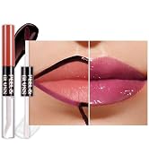JUAAZIN Dark Raspberry Lip Stain Peel Off Lip Gloss oil Dual-Ended Combo, Lips Liner Stain Peel O...