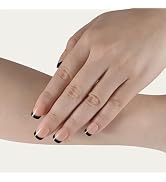 Classic Black French Tip Press on Nails Short, Square Fake Nails Kit, Glossy Gel Finish Short Pre...