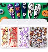 4 Bags Halloween Nail Charms 3D Mini Pumpkin Eyeball Ghost Bat Monster Charms for Nails Design Na...