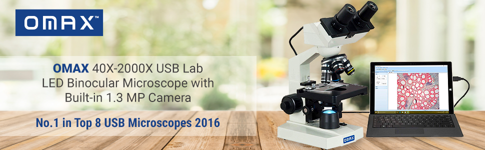 OMAX 40X-2000X Digital Lab LED Binocular Compound Microscope with Built-in 1.3MP Camera