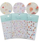 CESTSIREN Wild Floral Nail Art Stickers, Flower Nail Decals, Self-Adhesive, Summer Spring Nail Ac...