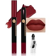 JUAAZIN Wine Lip Liner Pencil, Smooth Matte Lipstick Crayon with Lip Pencil Sharpener for Women, ...
