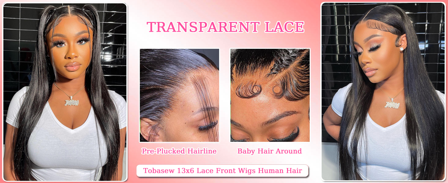 Glueless Straight Human Hair Wigs for Black Women Brazilian Lace Frontal Wigs Human Hair