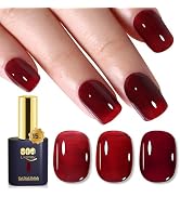 YTD Likomey Nude Gel Nail Polish,15ml Berry Red Translucent Neutral Jelly Sheer Blood Red Glass S...