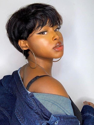 pixie cut wig human hair