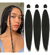Braiding Hair Pre stretched 30Inch 3 Packs Natural Black Kanekalon Pre-stretched Braiding Hair EZ...