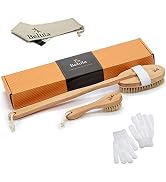 Belula Premium Dry Brushing Body Brush Set- Natural Boar Bristle Body Brush, Exfoliating Face Bru...