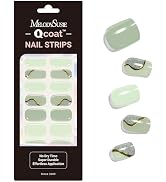 MelodySusie Qcoat Fully Cured Gel Nail Strips (Milky Green Waves) - UV Free Nail Polish Strips, S...