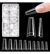 Yokilly Clear Coffin Nails Tips, 500 PCS Short No C Curve Nail Tips for Acrylic Nail Professional...