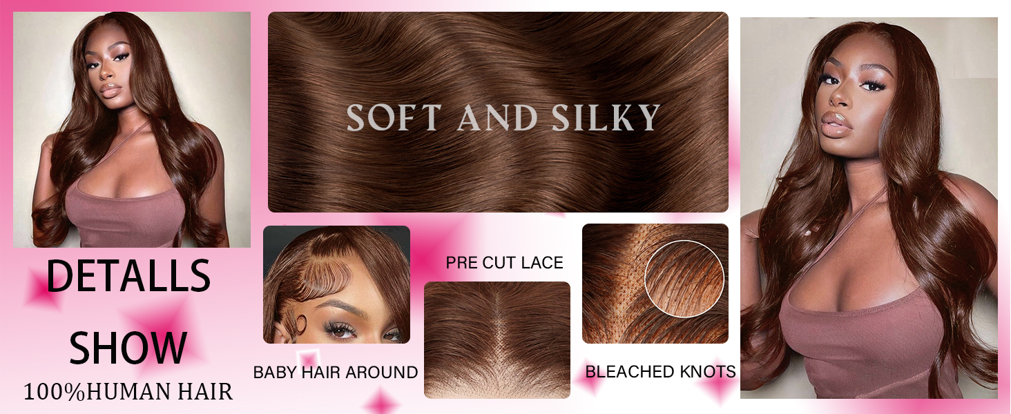 THE DETAIL SHOW OF THE 13X6 CHOCOLATE BODY WAVE WIG