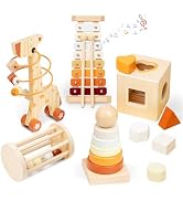 Smartwo Wooden Montessori Toys Set for Toddlers,Wooden Toy Set for Babies Educational Object Perm...