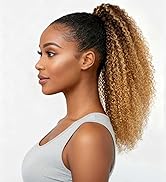 Afro Kinky Curly Ponytail Human Hair 150% Density Brazilian Virgin Hair 4C Afro Puff Drawstring P...