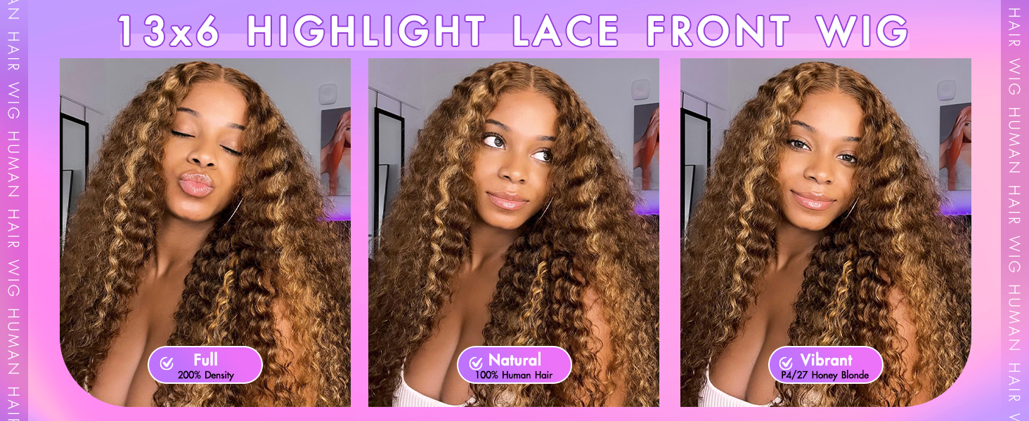 13x6 highlight ombre hd lace front wig human hair