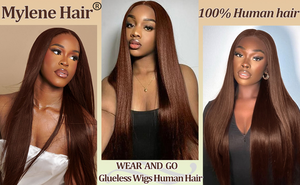 Chocolate Brown Glueless Wigs Human Hair Pre Plucked Pre Cut