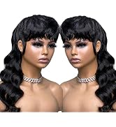 PurpleSexy Mullet Pixie Cut Wigs for Women 18inch Natural Black Color 1B Mullet Human Hair Wigs 1...