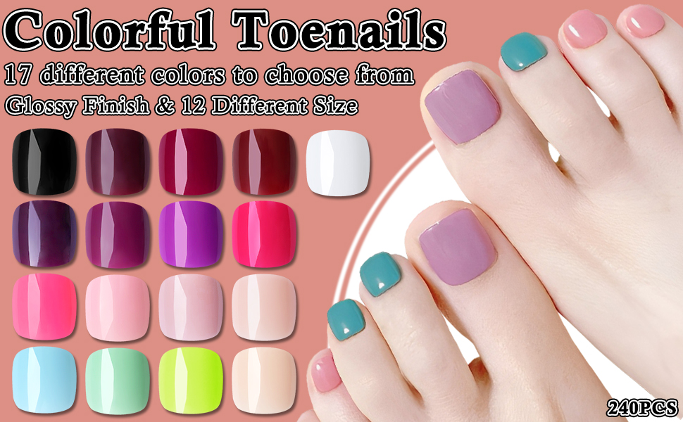 glue on toenails press on toes nails short square fake toenails white toe nail tips black