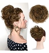 RUWISS Large Messy Bun Hair Piece 100% Human Hair Layered Wavy Curly Hair Buns Hair Piece for Wom...