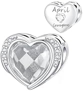 LUXILLA Angel Wing Birthstone Charm 925 Sterling Silver Cubic Zirconia Heart Charms fit for Brace...