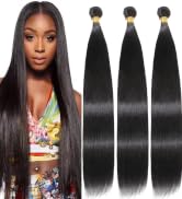 12A Remy Brazilian Straight Human Hair 3 Bundles 36 38 40 inch Brazilian Straight Wave Human Hair...
