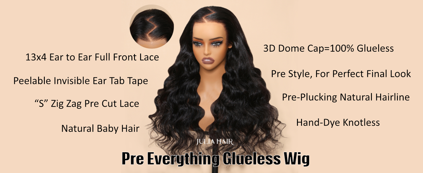 body wave glueless human hair wigs pre cut lace