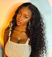Aveiyce 13x6 Deep Wave Lace Front Wigs Human Hair Pre Plucked 180% Density HD Transparent Deep Cu...