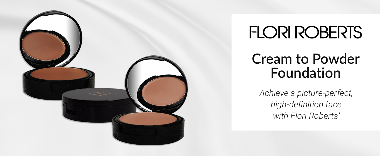 Flori Roberts Cream To Powder Foundation For Dark Skin Tones Covers Spots and Uneven skin tone