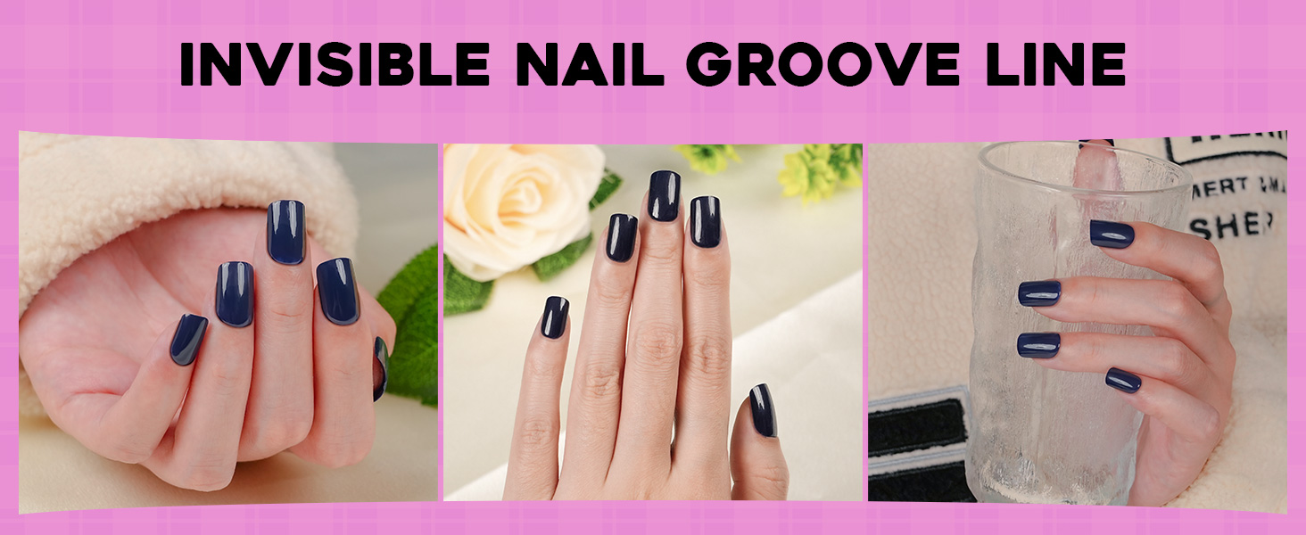Dark Blue Fake Nails