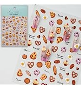 CESTSIREN Bread Stickers, 5D Embossed Coquette Nail Decals, Self-Adhesive, Cute Nail Accessories