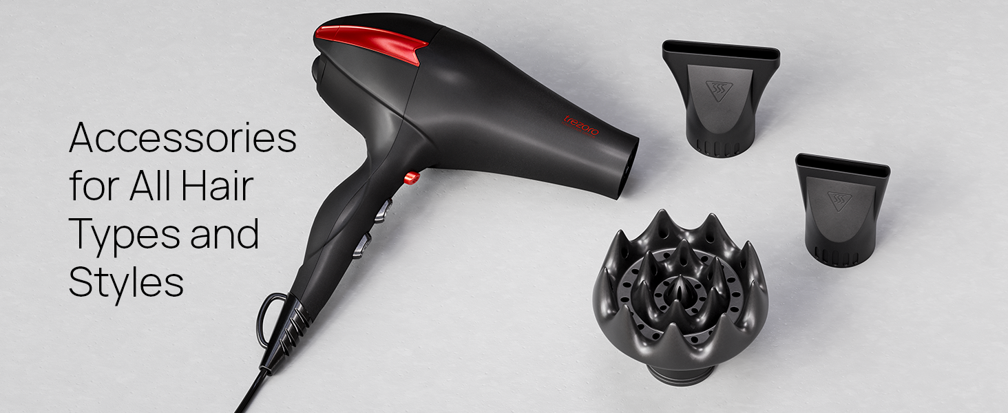 Ionic Salon Hair Dryer - Black 2 nozzles  (Premium A+)
